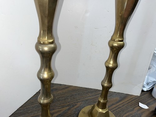 2 Vintage Large Brass Floor Candlesticks Church Altar Candle Holders 25” India - Picture 6 of 9