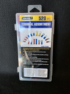 New 520 Pc Wire Terminal Assortment Connector Includes Most Popular Sizes #67686