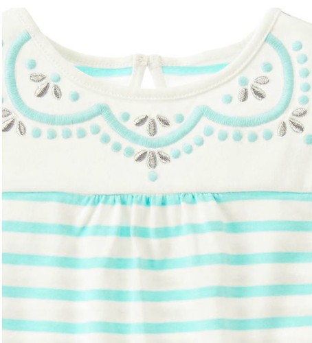 Gymboree Seaside Stroll Striped Flutter Sleeve Tee White Teal 2T MSRP $22 NWT - Picture 2 of 2