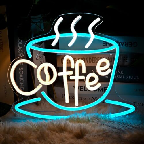 Coffee Neon Sign for Wall Decor, Ice Blue White Neon Coffee Led Signs for Cof... - Picture 1 of 9