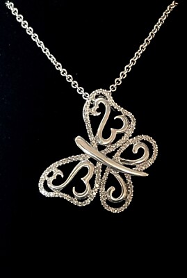 Jane Seymour Open Hearts 1/4ct Diamond BUTTERFLY   925 SS Necklace~MRP $229~KAY