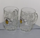 Vtg DORTMUNDER UNION BIER Germany 0.25L Dimpled Glass 5" Beer Mug Stein Lot of 2