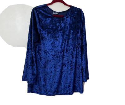 Bella Flore Long Sleeve Velour Top. Royal Blue. Size XL. NWOT.