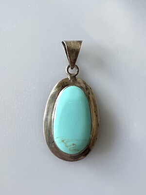 Türkis Anhänger Vintage Nachlass Mexiko Sterlingsilber oval 2,1''