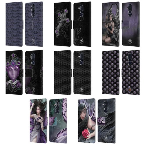 OFFICIAL ANNE STOKES DARK HEARTS LEATHER BOOK CASE FOR MICROSOFT NOKIA PHONES - Picture 1 of 14
