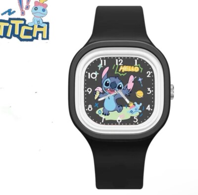 Disney Lilo and Stitch Black Colour Printed Time Teacher Strap Watch***  UK