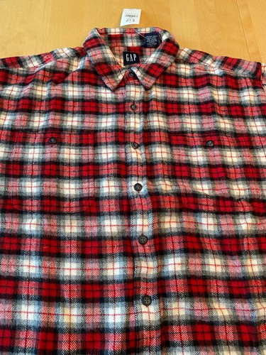 NWT GAP KIDS PLAID LS RED HEAVY FLANNEL SHIRT SZ XXL - Picture 2 of 5