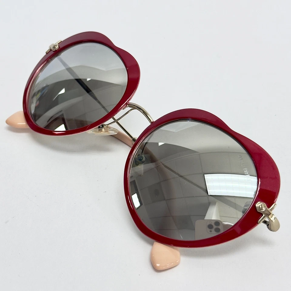 MIU MIU 54R Gold Red Silver Mirror Round Heart Metal Enamel Sunglasses Mu54RS - Image 2 of 4