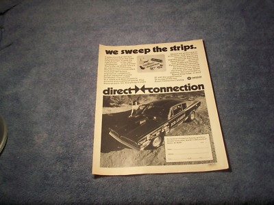 1978 Mopar Direct Connection Vintage Ad ''We Sweep the Strips'' 1969 Cuda