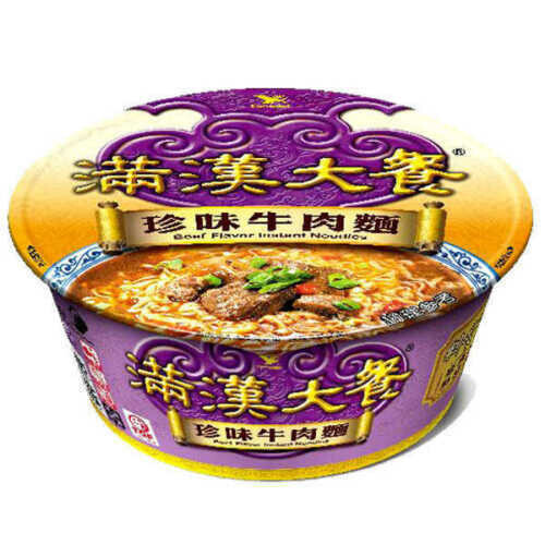 (4 BOWLS) UNI-PRESIDENT BEEF FLAVOR INSTANT NOODLES 187g 台灣 統一 滿漢大餐 珍味牛肉麵 (4碗)