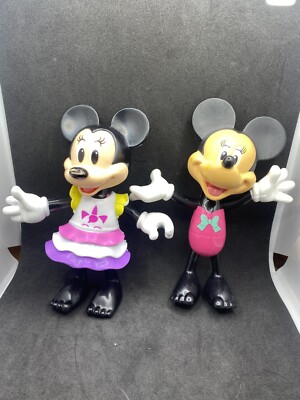 Disney Minnie Mouse's Bowtique Dress Up Dolls Snap N Style Figure Lot 2 w/ Dress