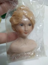 Doll Porcelain Lady Head Messy Bun  Hands 162-31, 2 1/2" Mangelsen Vtg 1993