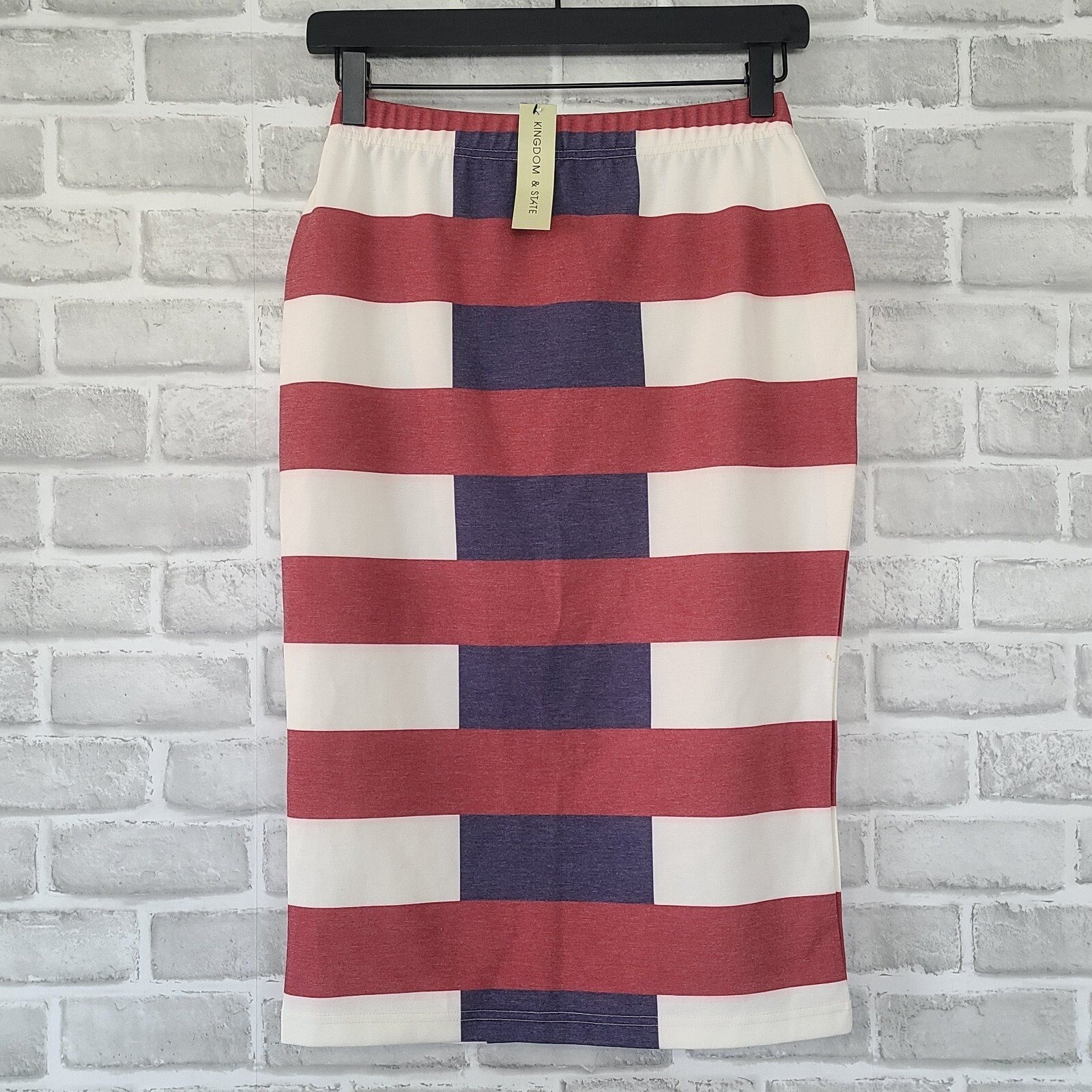 Skirt Red White Blue Stripe Nautical Luxury Uk New