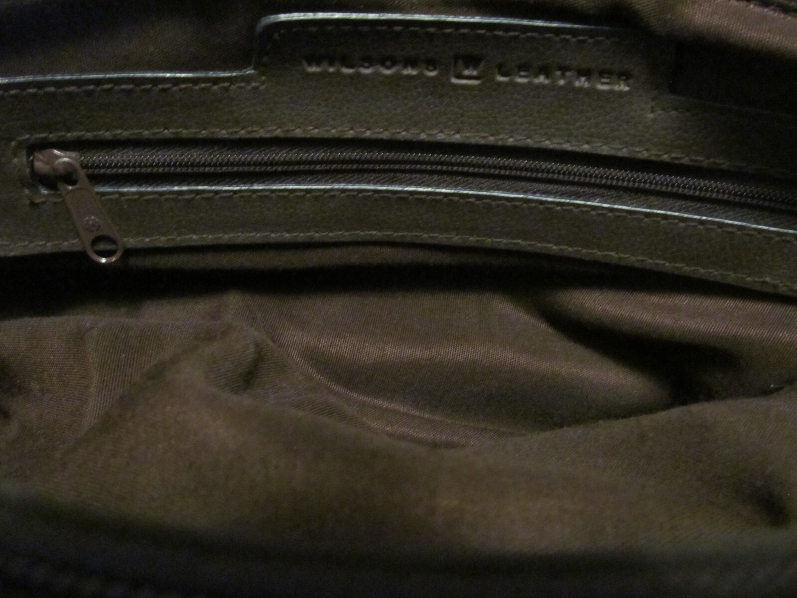 Wilsons Leather Handbag Brown with Blue Stitching Double Handles