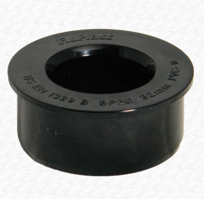 FLOPLAST Black 62mm x 32mm (36mm) Glued Boss Pipe Adapter Reducer Fits Polypipe