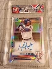 2021 Bowman Chrome Maximo Acosta #107/499 AUTOGRAPHED REFRACTOR #CPA-MA HGA 9.5