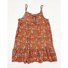NWOT Jessica Simpson Girl Floral Sleeveless Ruffle Keyhole Dress Brown White 5/6
