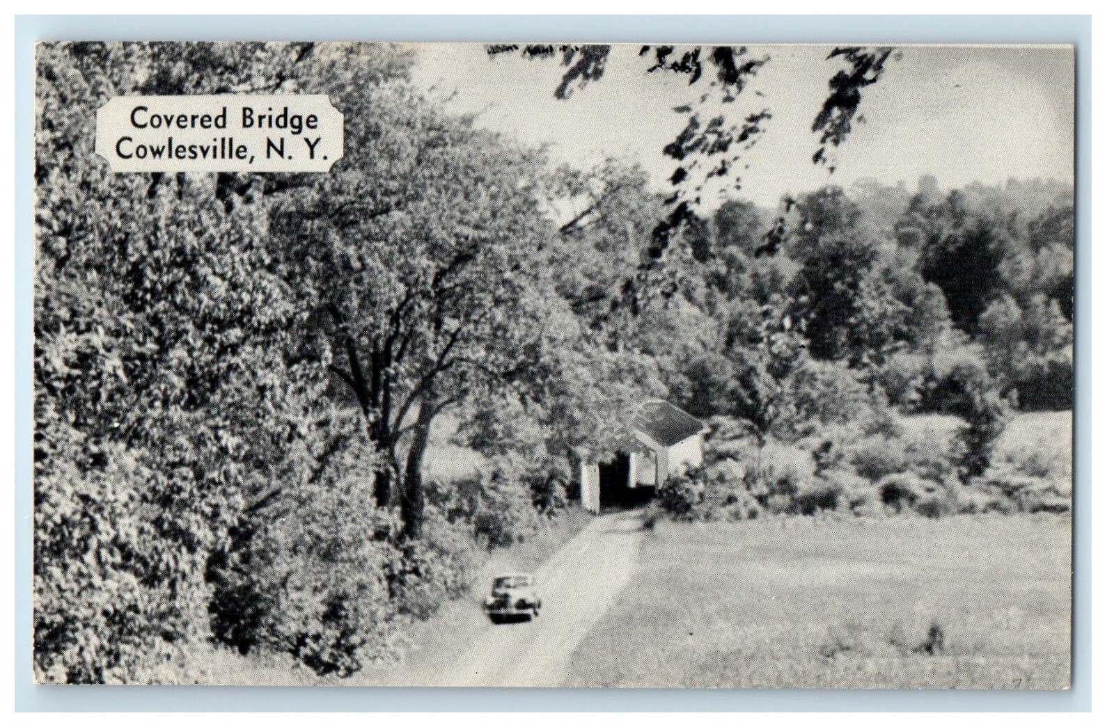 View Of Covered Bridge Car Cowlesville New York NY Unposted Vintage
