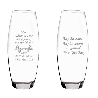 Personalised Engraved Glass Vase Birthday Bridesmaid Anniversary