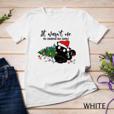 It Was Not Me the Christmas Tree Fainted Cat (C) T-Shirt Unisex T-shirt
