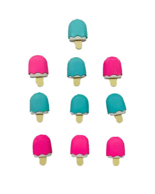 Popsicle Puzzle Eraser 10 Pack (1'' x 1.5'' x 0.5'' Each; Blue and Pink)