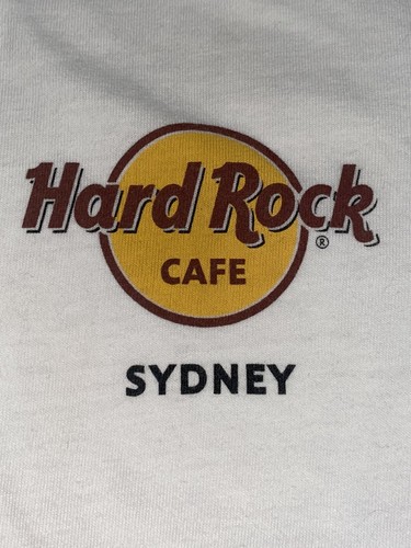 Auth Vtg 90s Hard Rock Cafe SYDNEY T-Shirt Guitar Graphic Design Made UAE LARGE - Picture 2 of 10