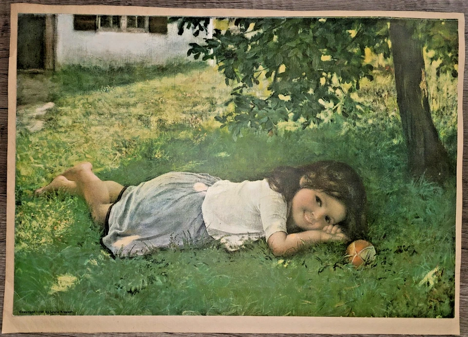 Antique color litho, "Under the Apple Tree" by Carl Von Bergen, L. Klopsch 1908