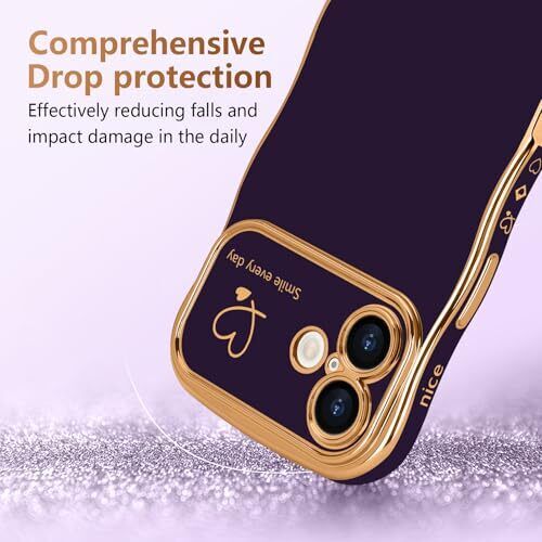 Für Hülle für Damen Mädchen, süßer Wellenrahmen lockig iPhone 16 Plus dunkellila - Bild 4 von 7