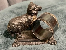 RARE BARBOUR SILVER QUADRUPLE PLATED FIGURAL NAPKIN RING SHEEP