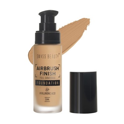 Swiss Beauty Airbrush Finish Full Coverage Foundation - Caramel Beige, (30ml)