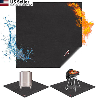 DocSafe 40'' Square Fire Pit Mat Under Grill Mat,4 Layers 40x40 inch, Black 