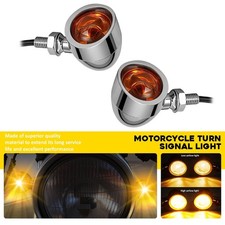 Motorcycle Bullet Turn Signal Blinker Amber Indicator Light Chrome 12V 2 Pieces