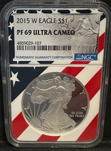 2015-W Silver American Eagle PF69 ULTRA CAMEO Flag Core