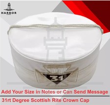 Masonic 31st Degree Scottish Rite Crown Cap-White with Silver Cap Cord Freemason