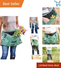 Gardening Apron Canvas Waterproof Pockets Harvesting Picking Pouch Waist