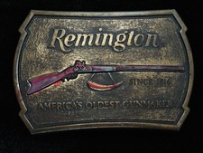 QF11145 VINTAGE 1976  REMINGTON AMERICA'S OLDEST GUNMAKER  GUN BELT BUCKLE