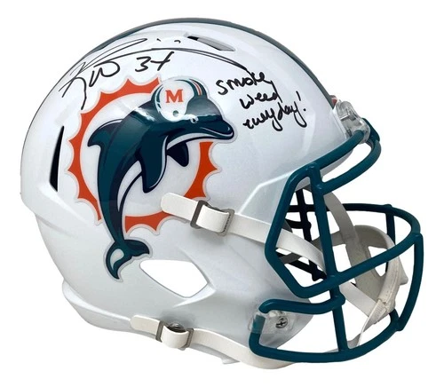 Ricky Williams Signed Dolphins FS 97-12 Speed Replica Helmet Smoke Weed BAS