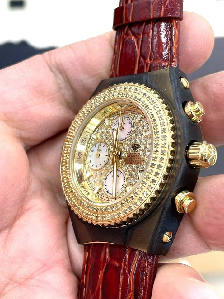 Aqua Master Women's Gold Dial Stainless Steel Diamond Bezel Watch W#13 - Image 2 of 4