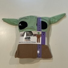 Disney Kids Size 4 Star Wars Baby Yoda Hooded One-Piece Pajamas Blanket Sleeper