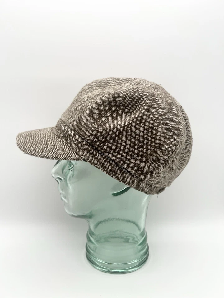 Vintage 40s Women’s Workwear Cap Hat Brown Linen Wool Handmade Size Medium - Image 4 of 4