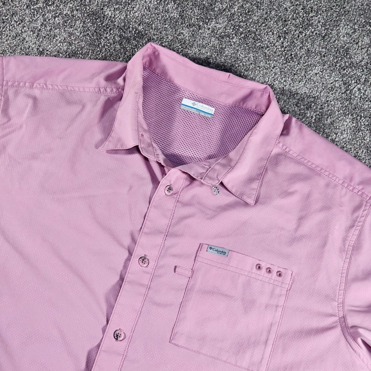 Chemise Columbia PFG Homme 2XL Rose – Manches Longues, Protection UV