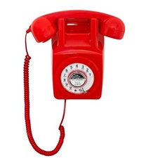 Corded Wall Phone withial Retro Landline Telephone, Old Fashion Wall Mount Red