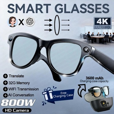 2026 New 3600Mah Large Capacity Smart Glasses 800W Pixel Anti-Shake Camera 120+L
