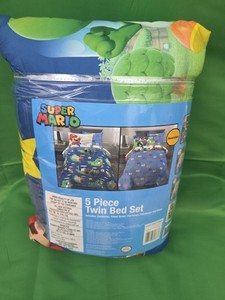 Nintendo Super Mario Plumber Mario 5 Piece Twin Bed Set Comforter Sheets NEW