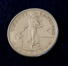 1944 D Philippines 20 Cents - Great Silver Coin - See PICS