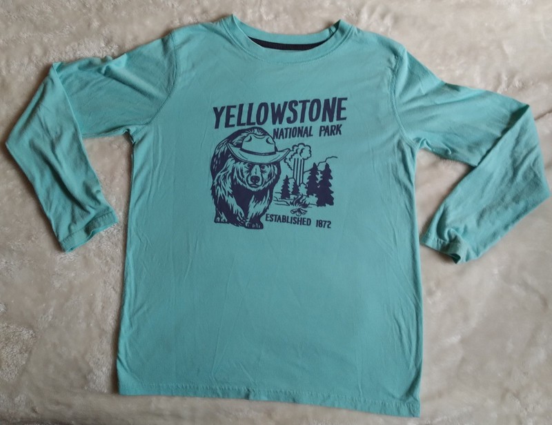 YELLOWSTONE NATIONAL PARK GRAPHIC LONG SLEEVE TEE EST. 1872 SZ 10/12 HUSKY