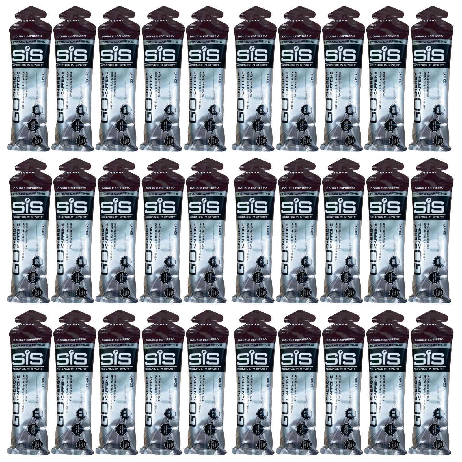 Energy Gels SIS Go Plus Caffeine 60ml - Double Espresso (30 Gels)