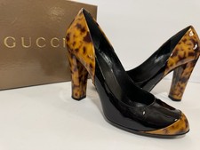 Authentic Archival GUCCI 2009 Tortoise Patent Block Heel Pumps - Y2K Vintage -8B