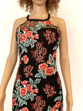 Guess, silky embroidered formal party dress, black color, size 8