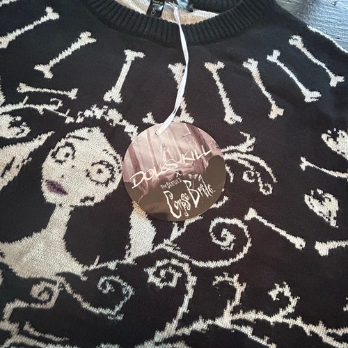 Dolls Kill Grave Confusions Strickpullover Leiche Braut Totenköpfe schwarz Damen Größe S - Bild 4 von 8